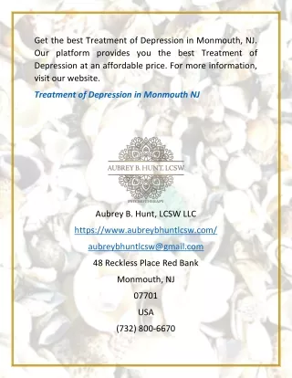 Treatment of Depression in Monmouth NJ | Aubreybhuntlcsw.com