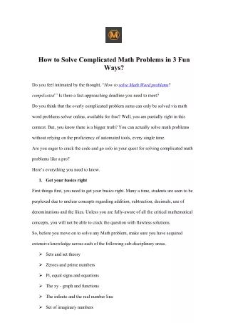 how to solve complicated math problems