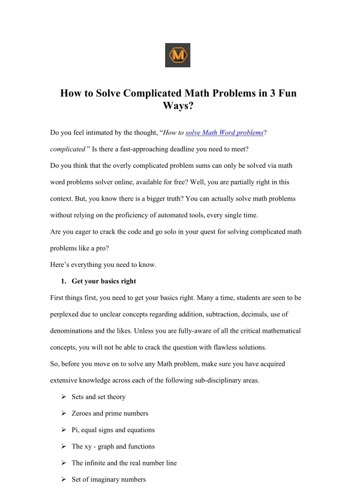 how to solve complicated math problems