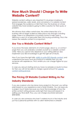 How Much Should I Charge To Write Website Content?