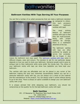 Bathroom Vanities With Tops Serving All Your Purposes