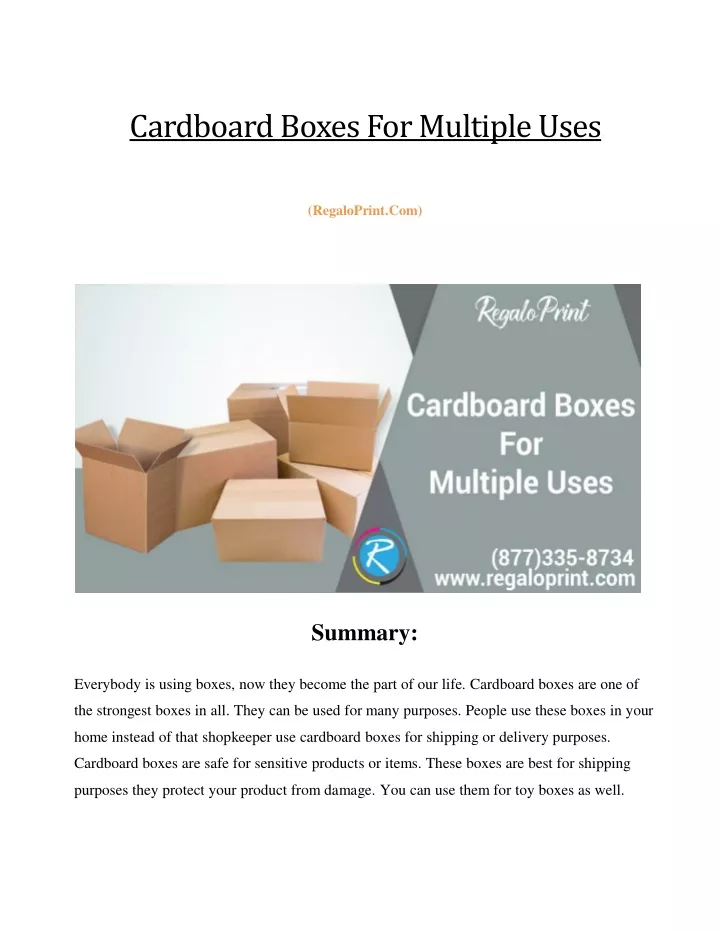 cardboard boxes for multiple uses