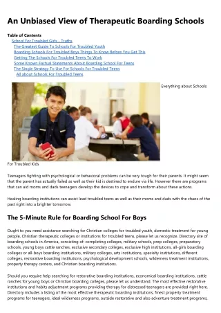 Examine This Report on Boarding Schools For Troubled Boys