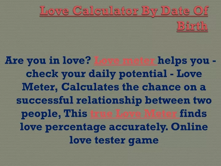 love calculator by date of birth
