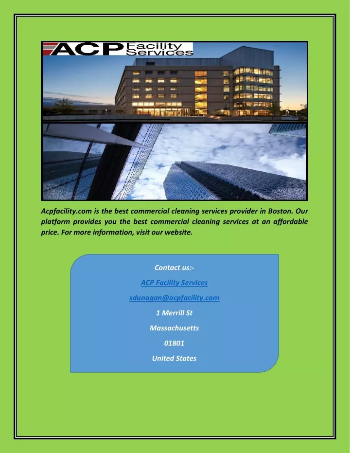 acpfacility com is the best commercial cleaning