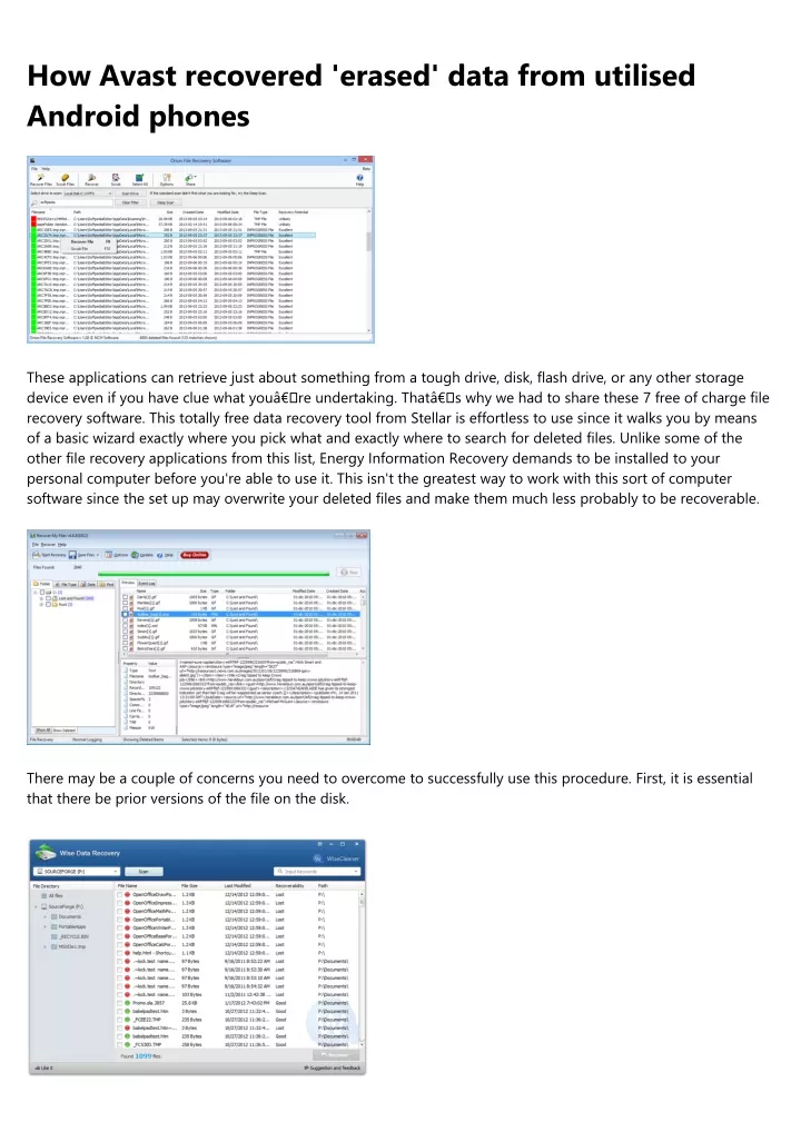 how avast recovered erased data from utilised