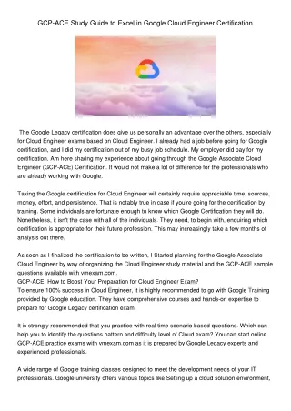 gcp ace study guide to excel in google cloud