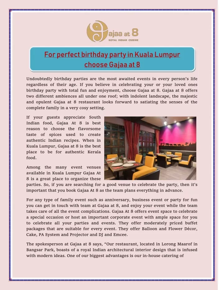 for perfect birthday party in kuala lumpur choose