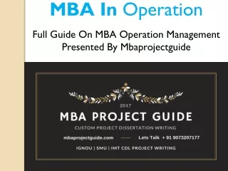 MBA In Operations Management