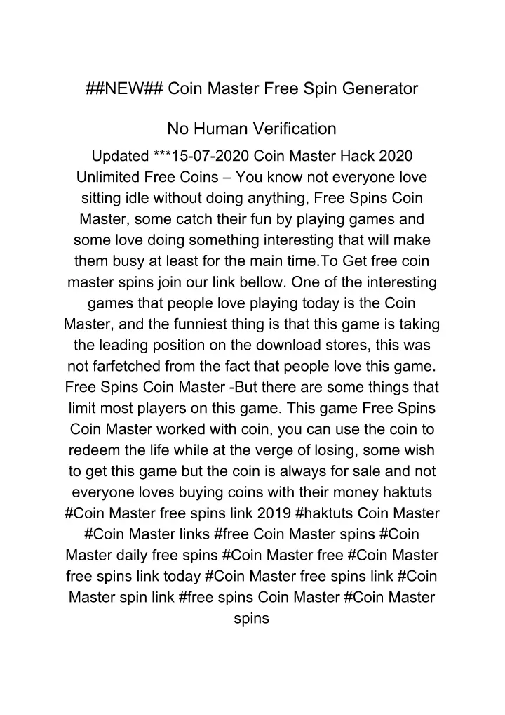 new coin master free spin generator