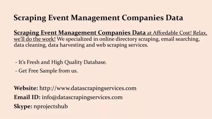 scraping event management companies data