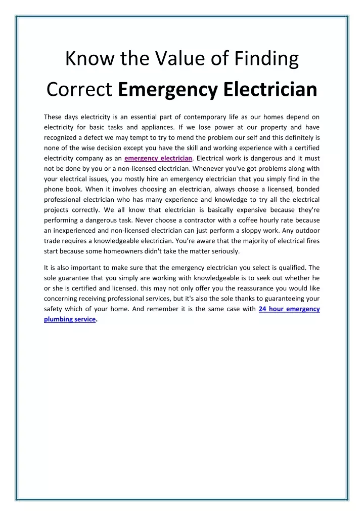 know the value of finding correct emergency