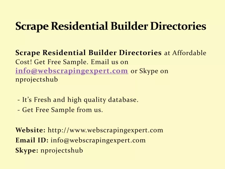 scrape residential builder directories