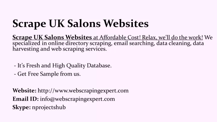 scrape uk salons websites