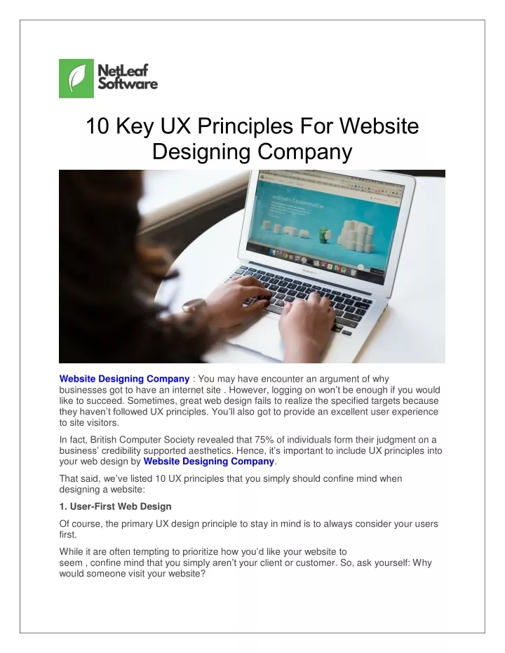 10 key ux principles for website designing company