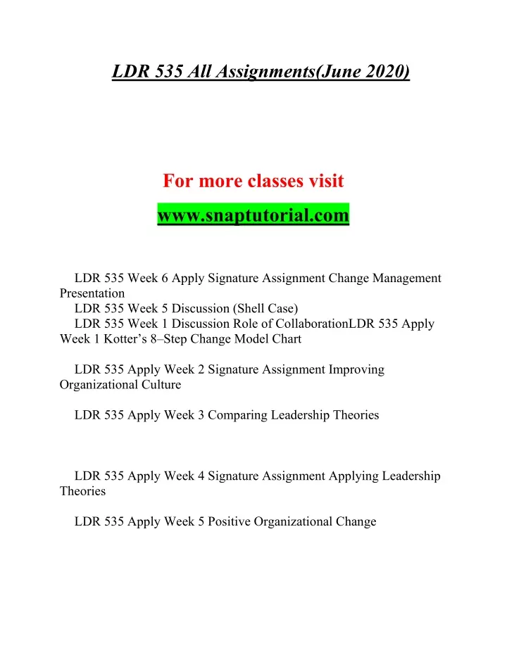 ldr 535 all assignments june 2020