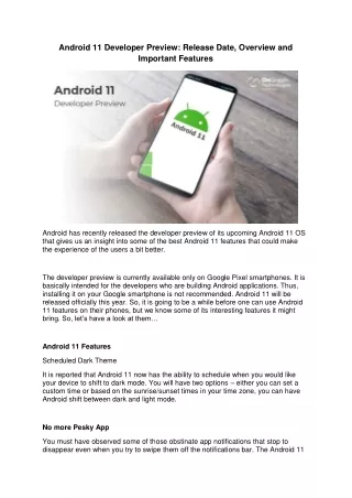 Android 11 Features, Release Date And Much More | OnGraph