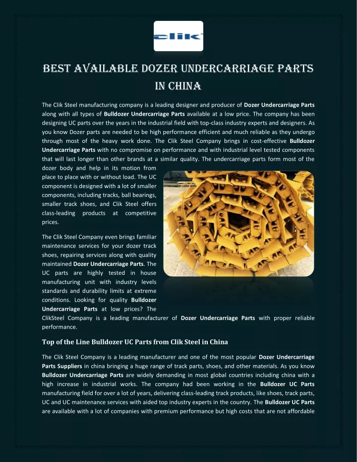 best available dozer undercarriage parts in china