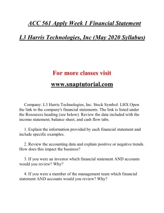 acc 561 apply week 1 financial statement