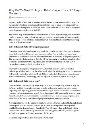 why do we need us import data import data