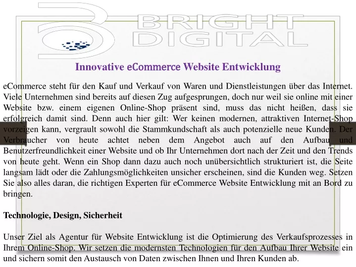 innovative ecommerce website entwicklung