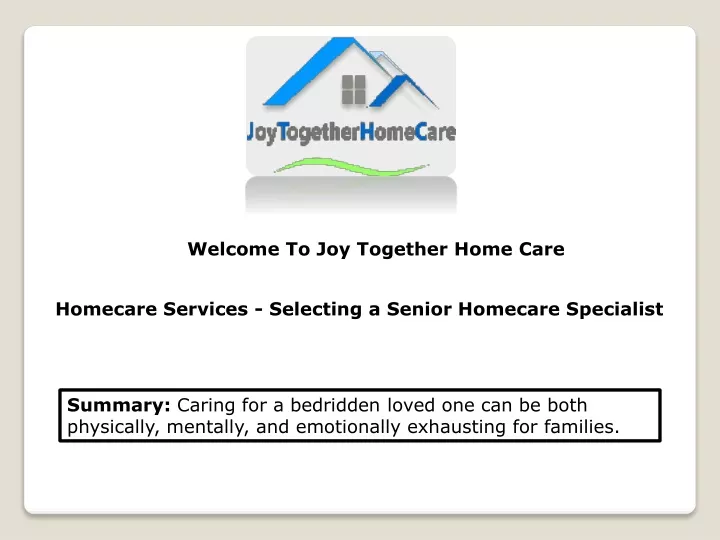 welcome to joy together home care