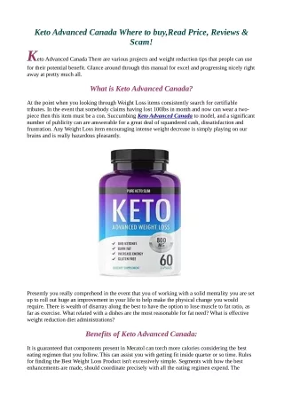 Keto Advanced Canada Reviews "Where to Buy" Benefits & Side Effects (Website)!