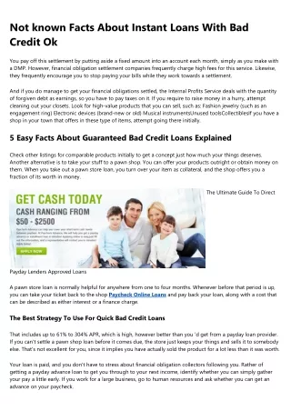 The Main Principles Of Bad Credit Fast Payday Loans Guaranteed