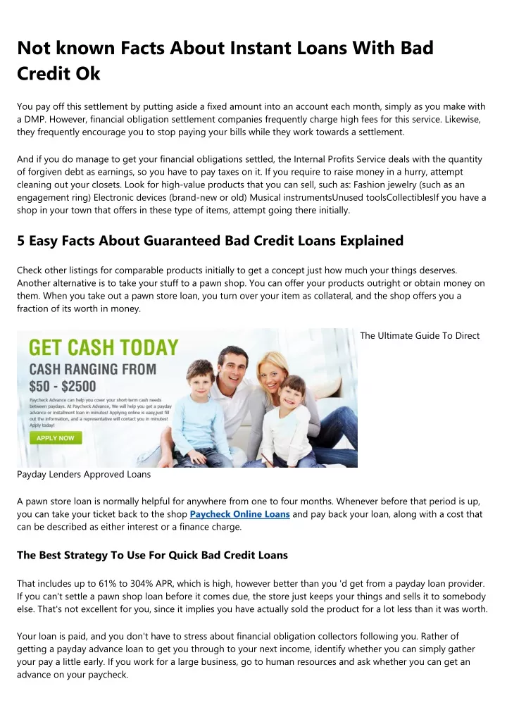 not known facts about instant loans with