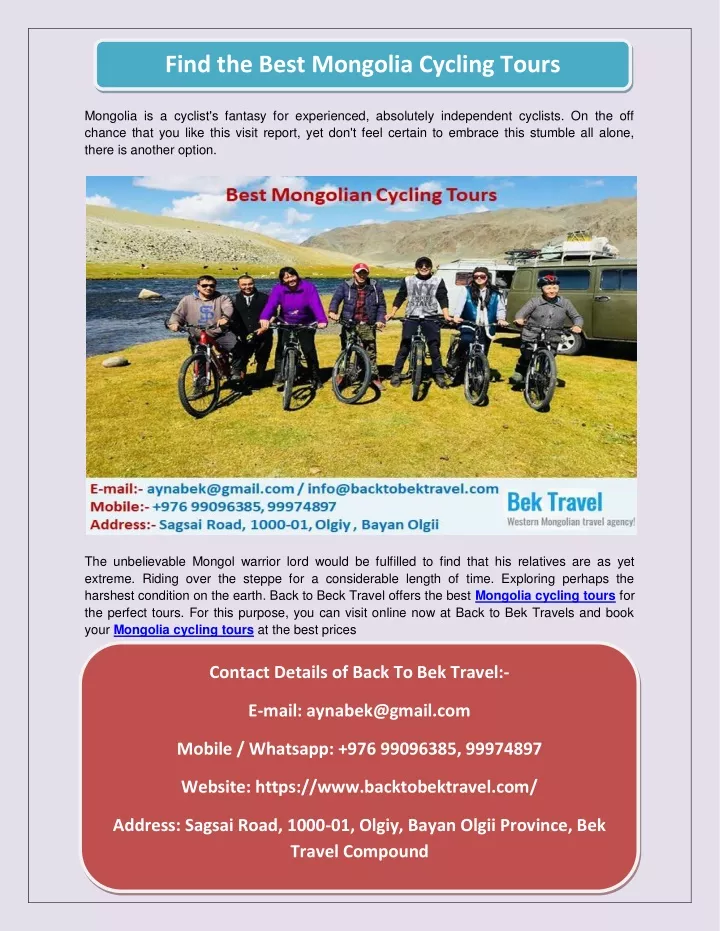 find the best mongolia cycling tours