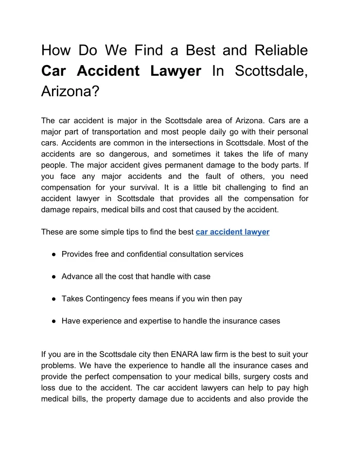 how do we find a best and reliable car accident