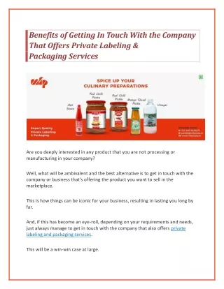 benefits of getting in touch with the company