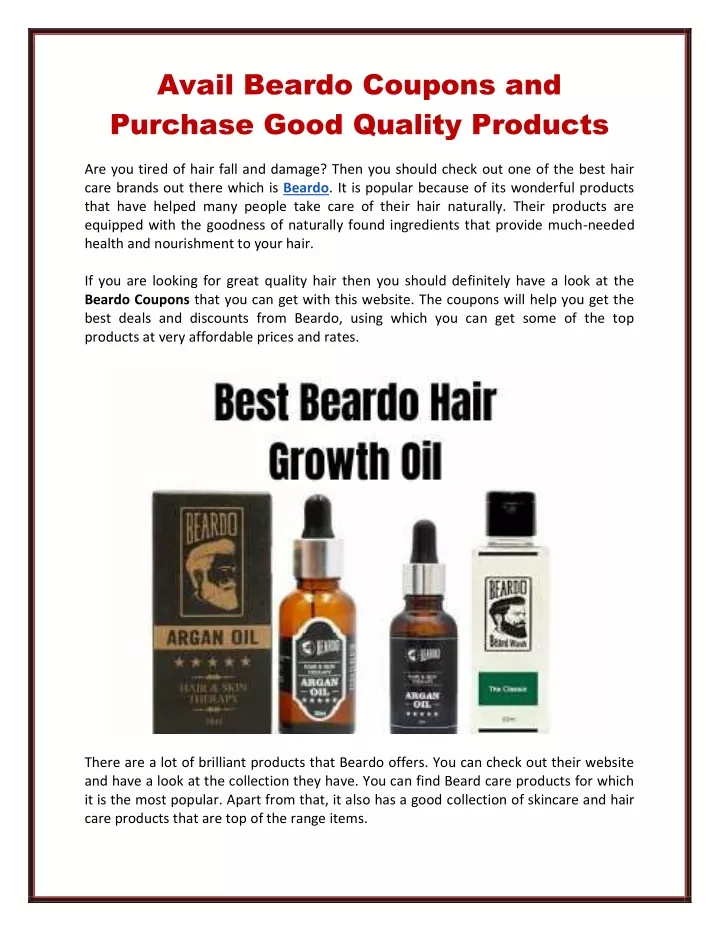 avail beardo coupons and purchase good quality