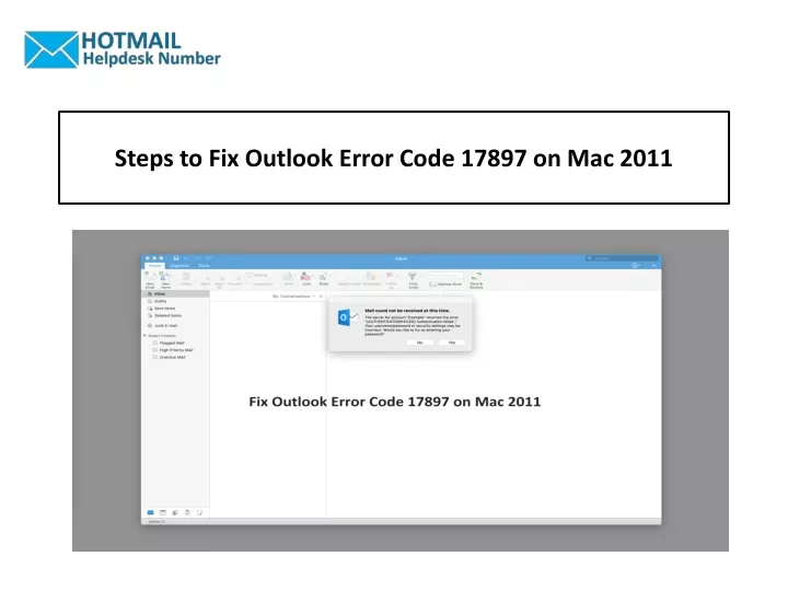 steps to fix outlook error code 17897 on mac 2011