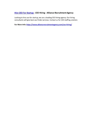 hire ceo for startup ceo hiring alliance