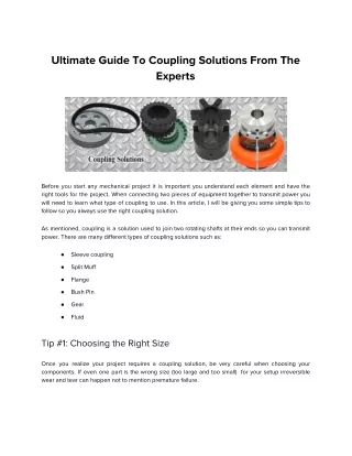 Ultimate Guide To Coupling Solutions From The Experts