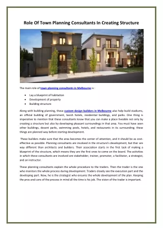 role of town planning consultants in creating