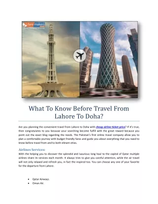 What To Know Before Travel From Lahore To Doha?