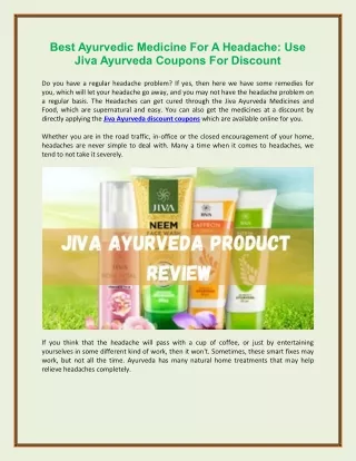 Best Ayurvedic Medicine For A Headache: Use Jiva Ayurveda Coupons For Discount