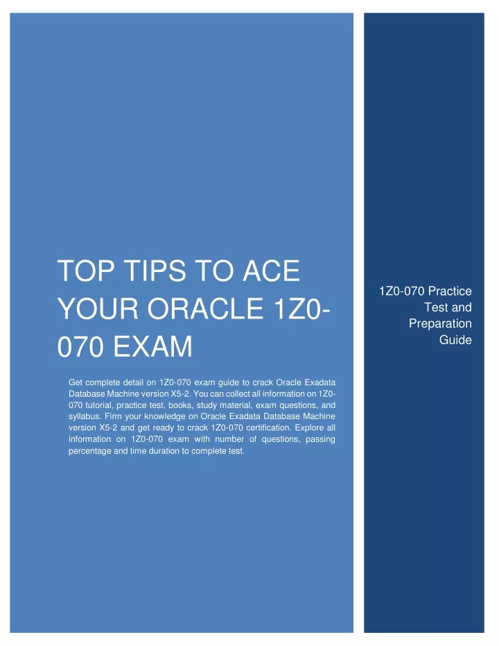 top tips to ace your oracle 1z0 070 exam