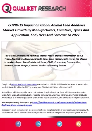 COVID-19 Impact on Global Animal Feed Additives Market Growth By Manufacturers, Countries, Types And Application, End Us