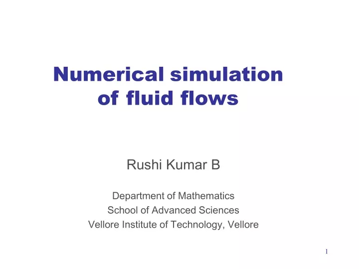 numerical simulation of fluid flows
