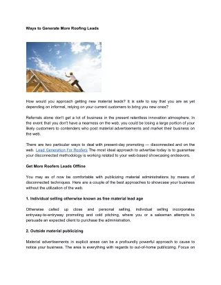 ways to generate more roofing leads