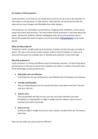 an analysis of pull up banners a pull up banner