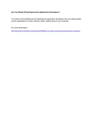 are you really hiring experienced application
