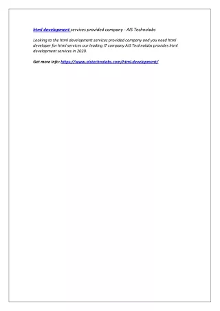 html development services provided company