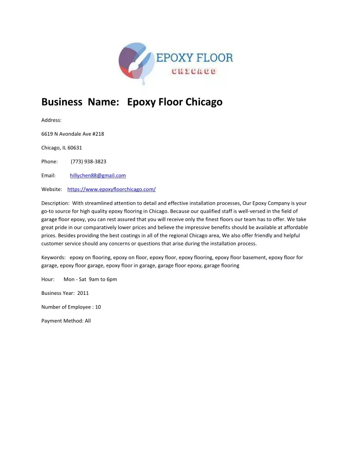 business name epoxy floor chicago