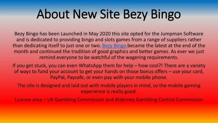 about new site bezy bingo