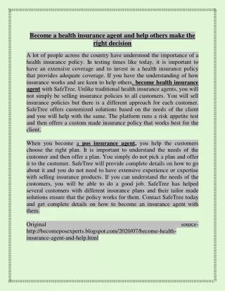 become a health insurance agent and help others