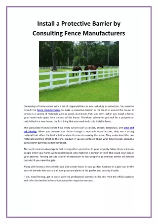 install a protective barrier by consulting fence